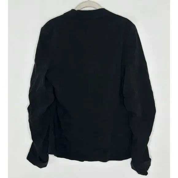 Maison Martin Margiela Italy Black Crepe Ruched Two Button Blazer EU Size 46